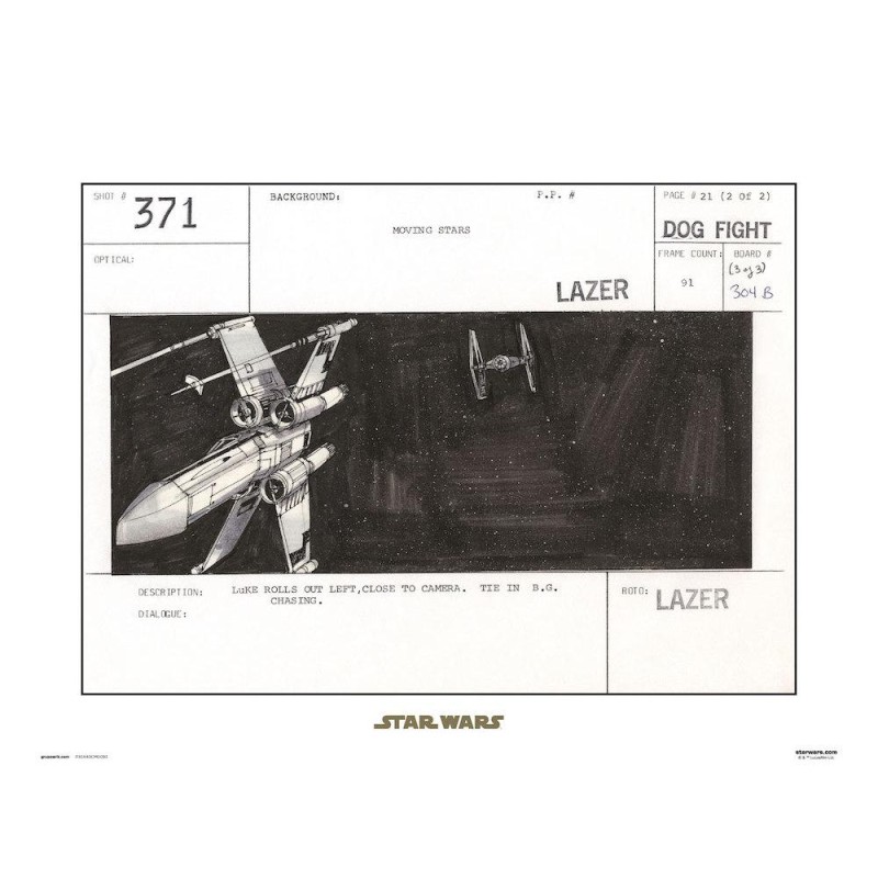 STAR WARS - STORYBOARD X-WING - Art Print