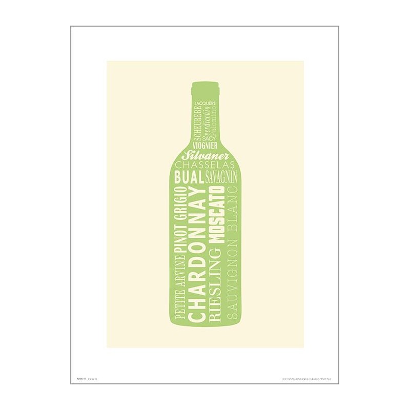 Exklusivt Art Print - Wine bottle White -Vitt vin, flaska Exklusivt Art Print - Wine bottle White -Vitt vin, flaska