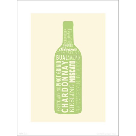 Exklusivt Art Print - Wine bottle White -Vitt vin, flaska