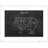 Exklusivt Art Print - Black board Lamb - Styckning lamm - Text