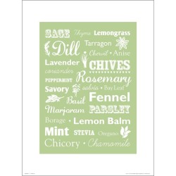 Exklusivt Art Print - Herbs - Kryddor - Text