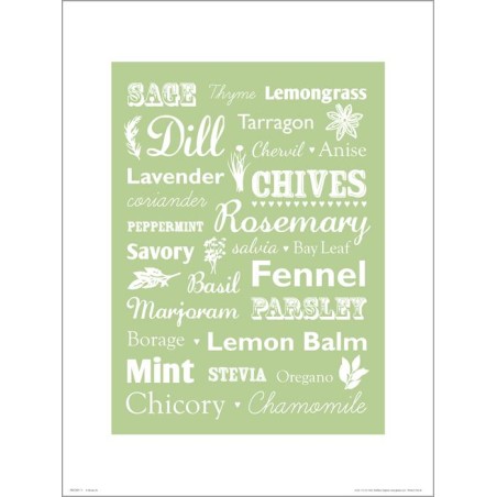 Exklusivt Art Print - Herbs - Kryddor - Text