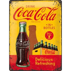 Metallskylt 30Ã—40 cm Coca-Cola, In bottles