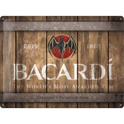 Metallskylt 30Ã—40 cm Bacardi - Wood Barrel