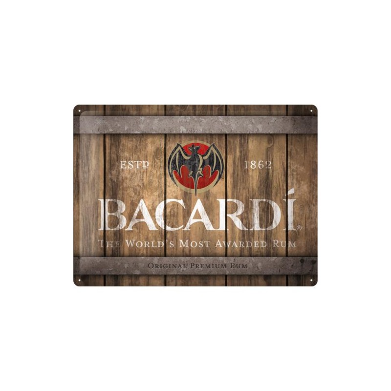 Metallskylt 30×40 cm Bacardi - Wood Barrel Metallskylt 30×40 cm Bacardi - Wood Barrel