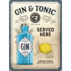 Metallskylt 30Ã—40 cm Gin and Tonic Served Here