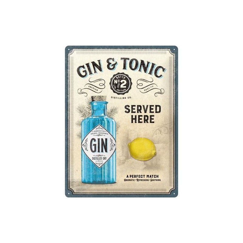 Metallskylt 30×40 cm Gin and Tonic Served Here Metallskylt 30×40 cm Gin and Tonic Served Here