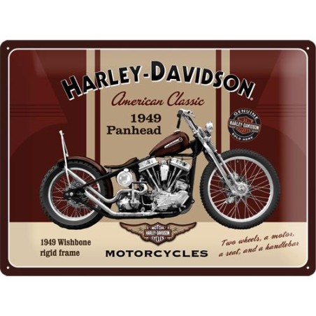 Metallskylt 30Ã—40 cm Harley-Davidson, Panhead 1949