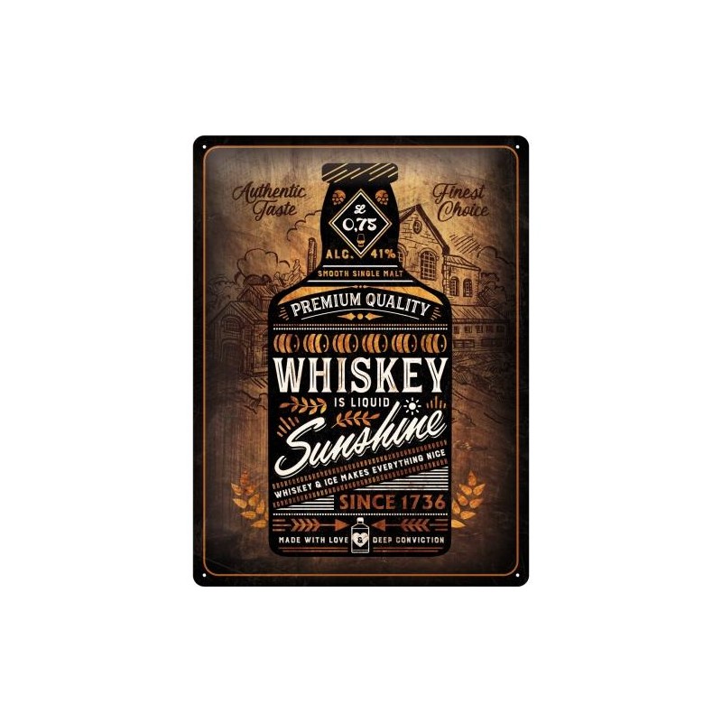 Metallskylt 30×40 cm Whiskey is liquid Sunshine Metallskylt 30×40 cm Whiskey is liquid Sunshine