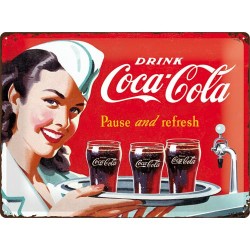 Metallskylt 30Ã—40 cm Coca-Cola, Pause and refresh