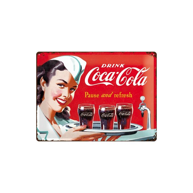 Metallskylt 30×40 cm Coca-Cola, Pause and refresh Metallskylt 30×40 cm Coca-Cola, Pause and refresh
