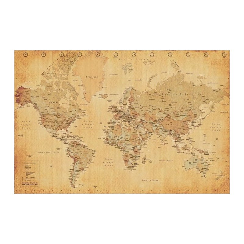 Världskarta - Antik stil (World Map)