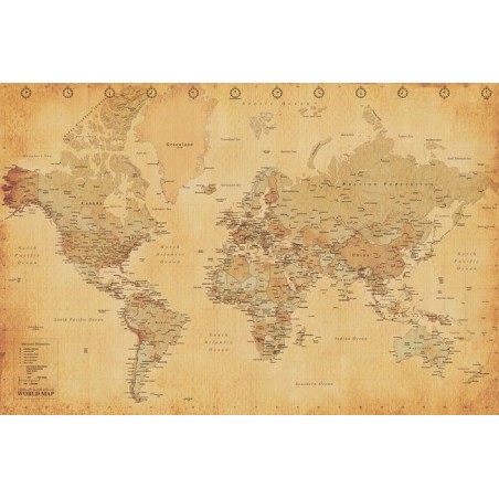 Världskarta - Antik stil (World Map)