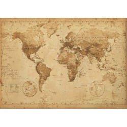 Världskarta Antik stil - World Map - Mycket snygg retro