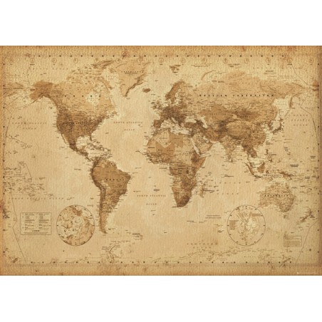 Världskarta Antik stil - World Map - Mycket snygg retro
